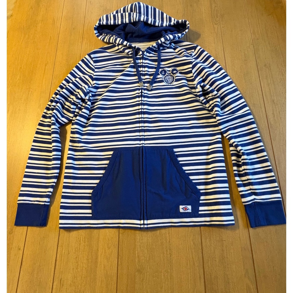 Disney Cruise Line Hoodie Women XL Blue White Striped Minnie Mouse Nautical - Picture 8 of 13